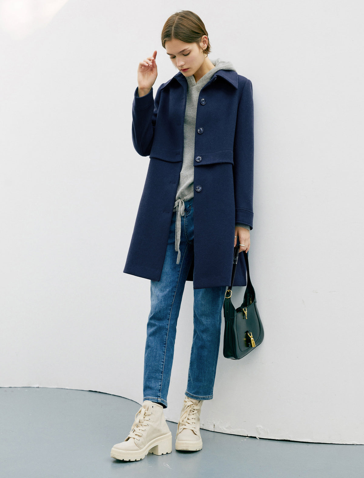 Wool Blend Relaxed Coat