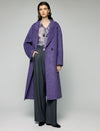 Wool Blend Notched-Lapel Double-Breasted Relaxed Long Coat