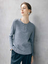 Waffle Texture Half Zip Long Sleeve Top