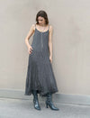 Charcoal Crinkled Sleeveless Maxi Slip Dress