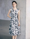 Floral Print Sleeveless Notched-Neck Midi Dress