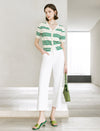 High-Waisted White Cropped Pants