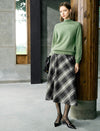 Plaid Bias-Cut A-Line Midi Skirt