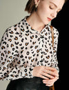 White Leopard Print Button Front Blouse