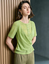 Lime Green Textured Wrap Knit Top