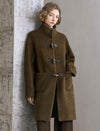 Brown Wool-Blend Toggle Coat