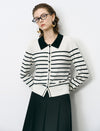 Striped Lapel Slim Fit Long-Sleeve Knit Sweater
