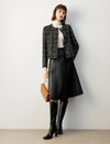 Coated Wrap-Front A-Line Midi Skirt