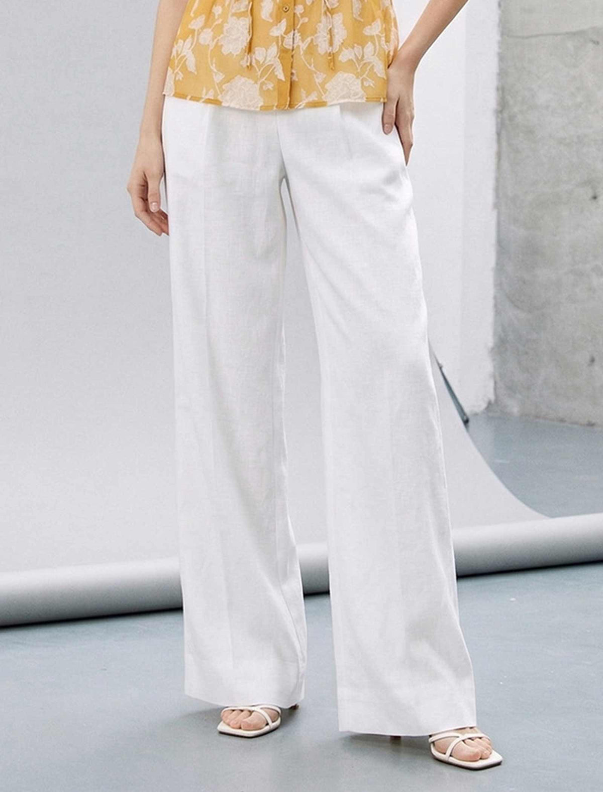 Linen Wide-Leg Pants