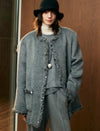 100% Alpaca Tweed-Trimmed Wool Coat