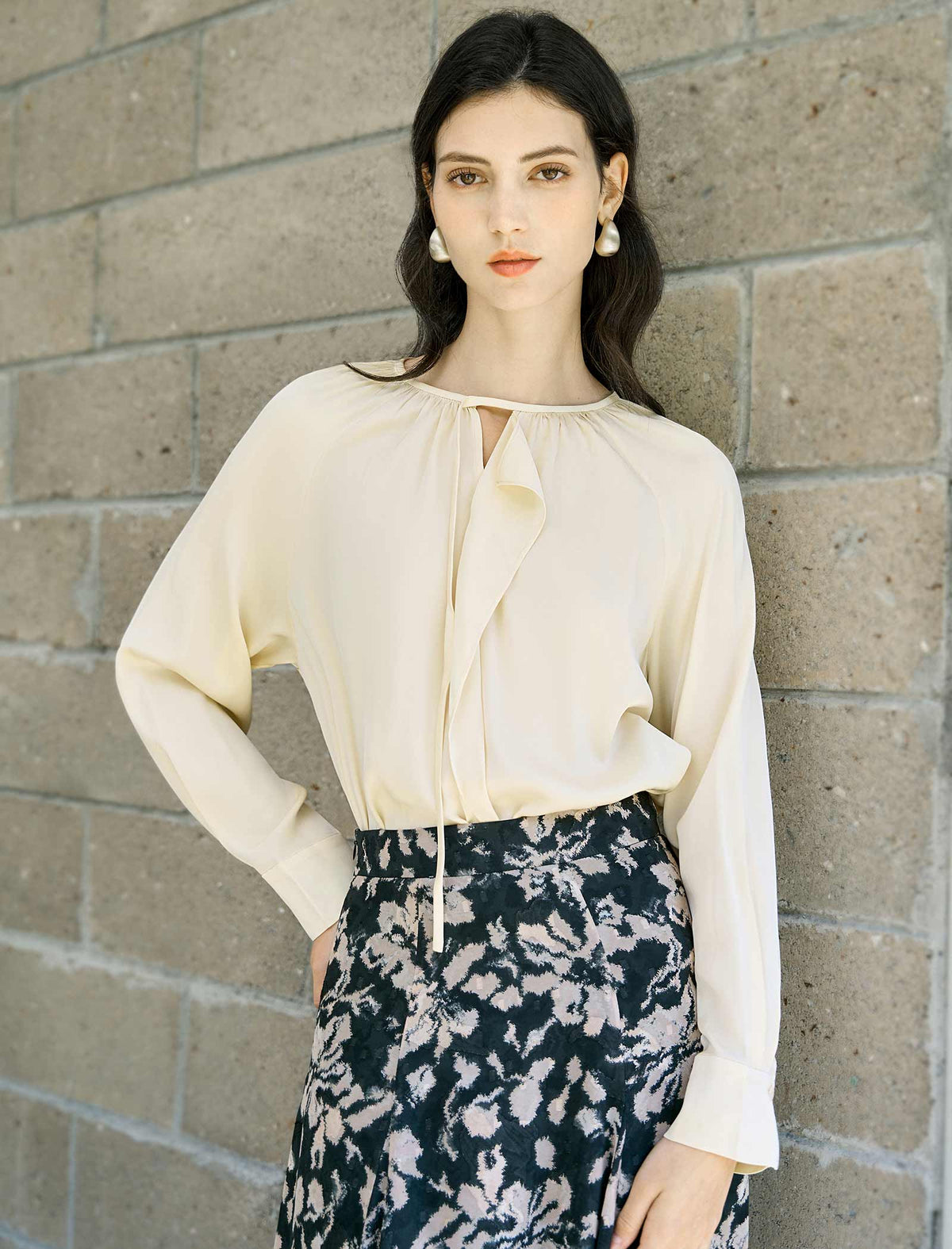 Keyhole Cutout Blouse