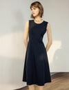 Sleeveless Shimmer Grid A-Line Midi Dress
