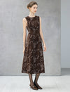 Embroidered Paisley Crewneck Sleeveless A-Line Midi Dress