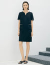 Black Trim Detail Short Sleeve Shift Mini Dress