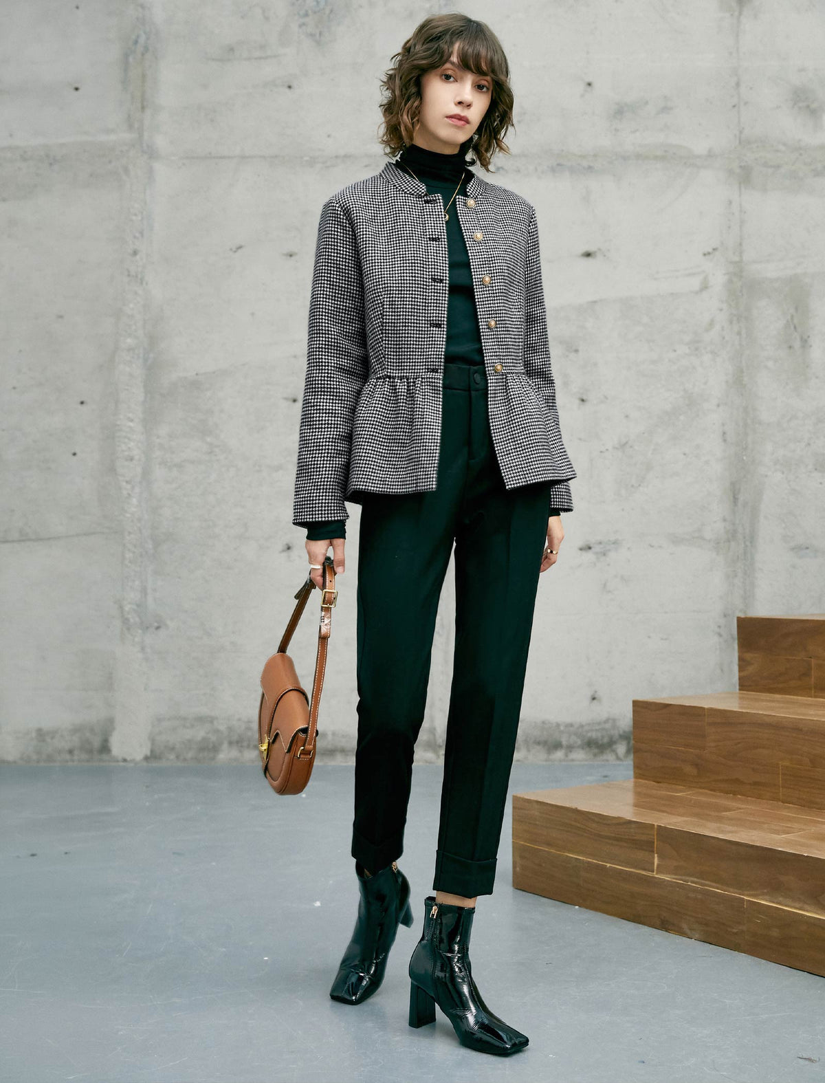 Wool Blend Fitted Cropped Jacket