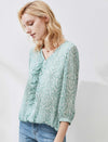 V-Neck Floral Chiffon Top