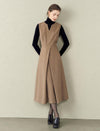 Camel Wool-Blend Sleeveless Midi Dress