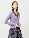Scalloped Edge Ribbed Knit Cardigan