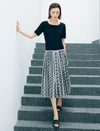 Geometric Print Pleated Midi Skirt