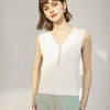 V-Neck Silver Tassel Tank Top - White
