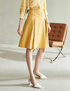 Solid Pleated A-Line Skirt