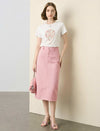 Dusty Pink Soft Lyocell Denim Midi Skirt