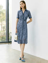 Cutout Lace Shirt Collar Dress