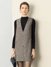 Tweed V-Neck Sleeveless Shift Dress
