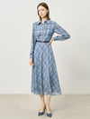 Plaid Belted Fit Flare Midi Dress