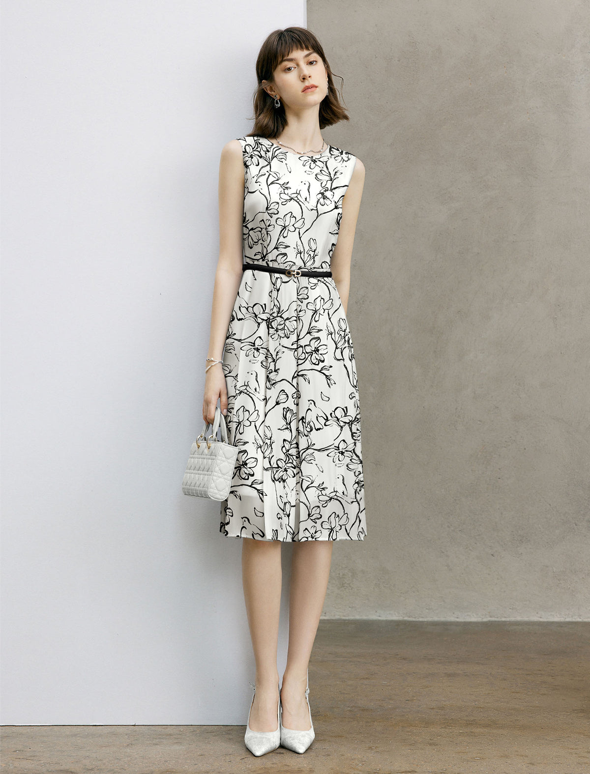 Sleeveless Floral Print Midi Dress for Women