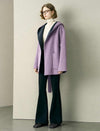 Lilac Wool-Blend Self-Tie Hooded Coat