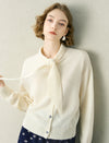 Tie-Neck 100% Wool Cardigan