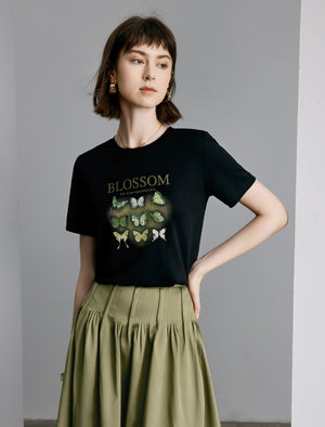 Blossom Butterfly Print T-Shirt