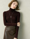 Speckled Turtleneck Wool-Blend Top