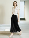 Solid Color Lace Hem Midi Skirt
