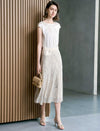 Champagne Wavy Sequin Midi Flare Skirt