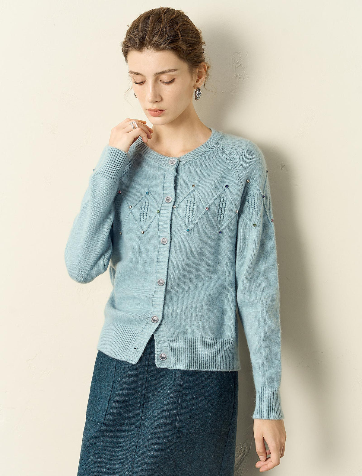 Woolen Bead Detail Cardigan