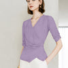 V-Neck Wrap Ribbed Top - Light Purple