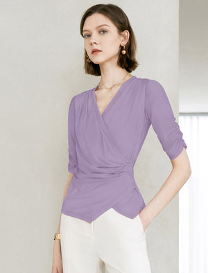 V-Neck Wrap Ribbed Top