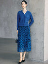 Abstract Print Pleated A-Line Midi Skirt