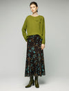 Floral Print High-Waist A-Line Midi Skirt