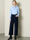 Wide-Leg Navy Ankle Pants