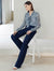 Navy Wide-Leg Suit Pants