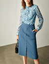 Ruffle Detail Zebra-Print Sheer Blouse