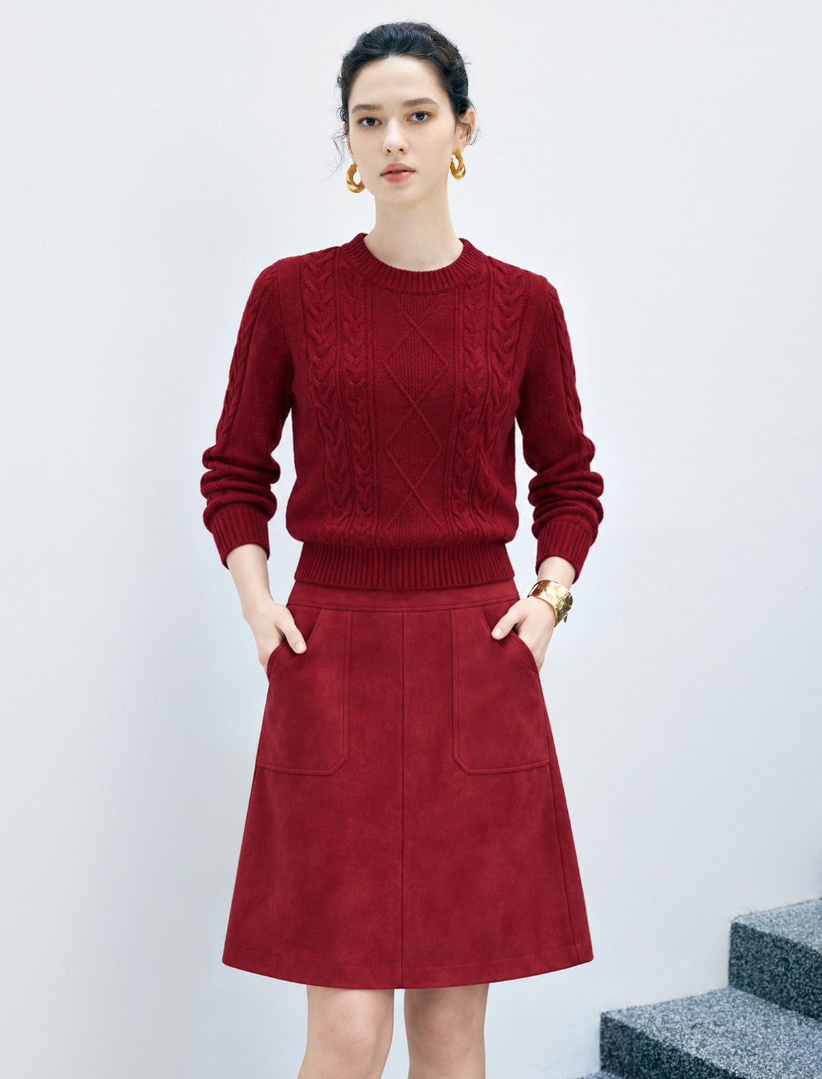 Fitted A-Line Midi Skirt