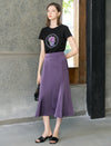 Purple Textured Satin Mermaid Midi Skirt