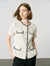 Elegant Black Trim Pearl Button Short Sleeve Jacket