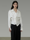Twist Front Satin Blouse