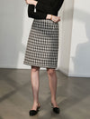Wool Blend Textured Fitted Straight-Fit Skirt