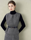 Gray Herringbone Wool-Blend Tweed Vest